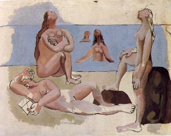 Pablo Picasso : bathers watching an airplane